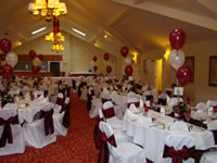 White Cover with Burgundy Sash and Burgundy Runners